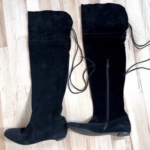 Zara black suede over-the-knee boots, size 8